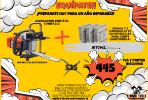 Promoción Aserradero Timberjig con Espada y Cadenas